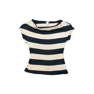 Striped Black and Cream Women's Top, large